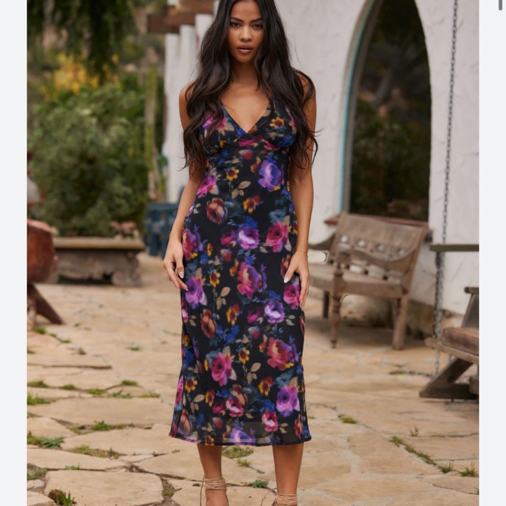 12th Tribe Black Floral Dress